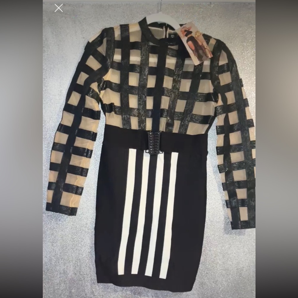 Angel Brinks ** Super Sexy, sheer caged  bandage dress NWT * unique designer